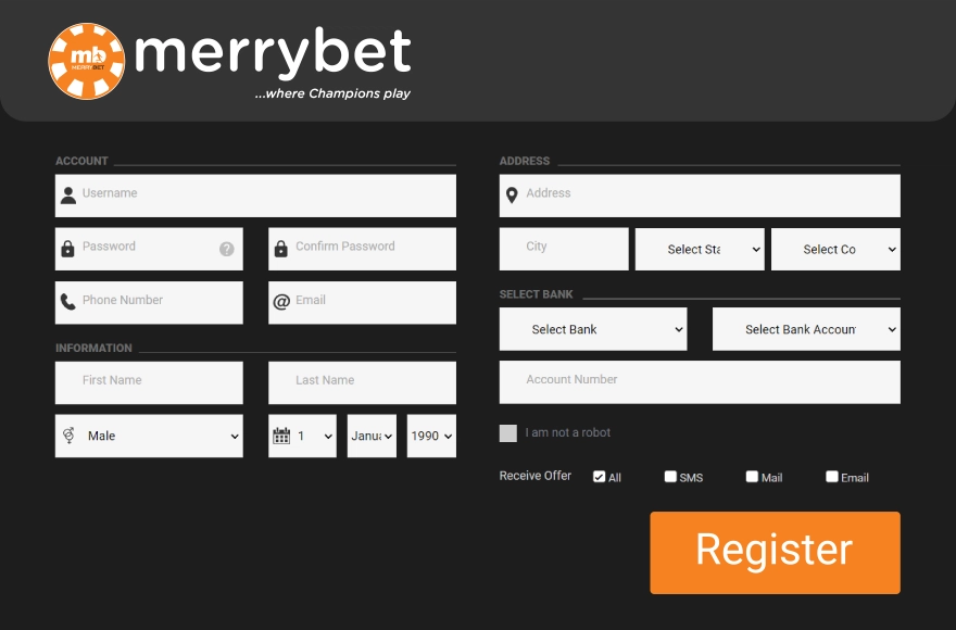 MeerryBet how to register