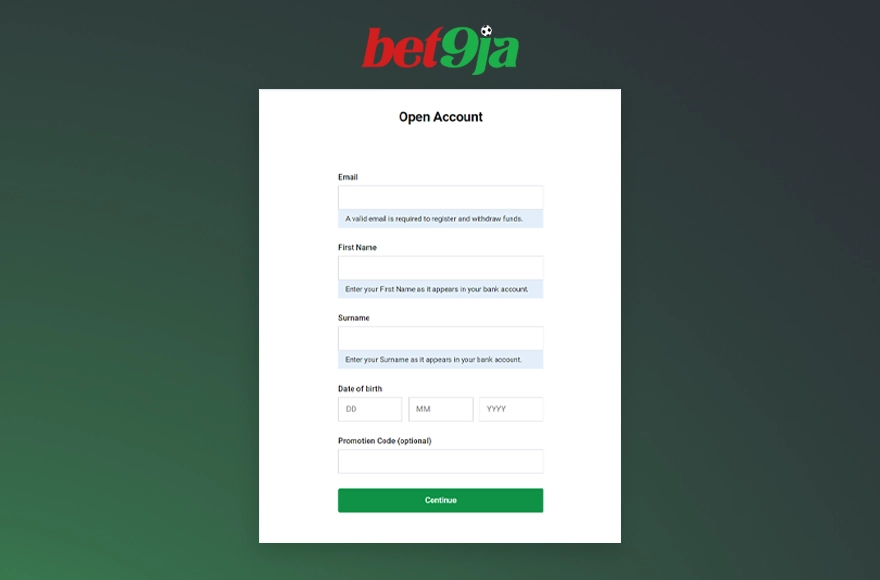 Bet9ja Sign Up Requirements